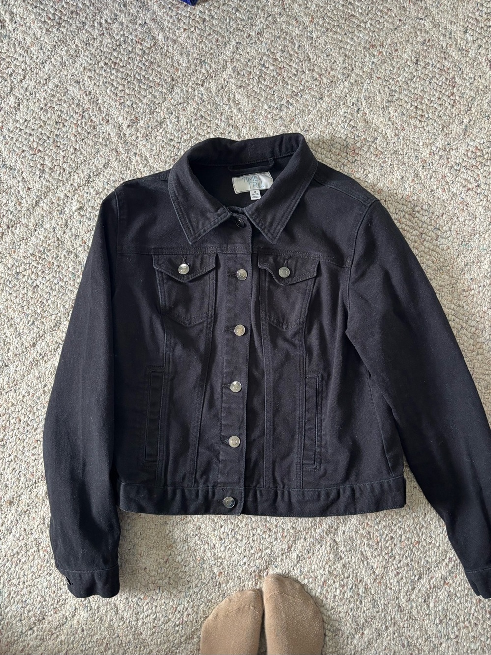 Classic Black Denim Jacket Time and Tru